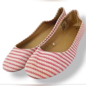 Striped Pink Red Ballet Flats White Cute Basics Casual Spring Love Valentine's